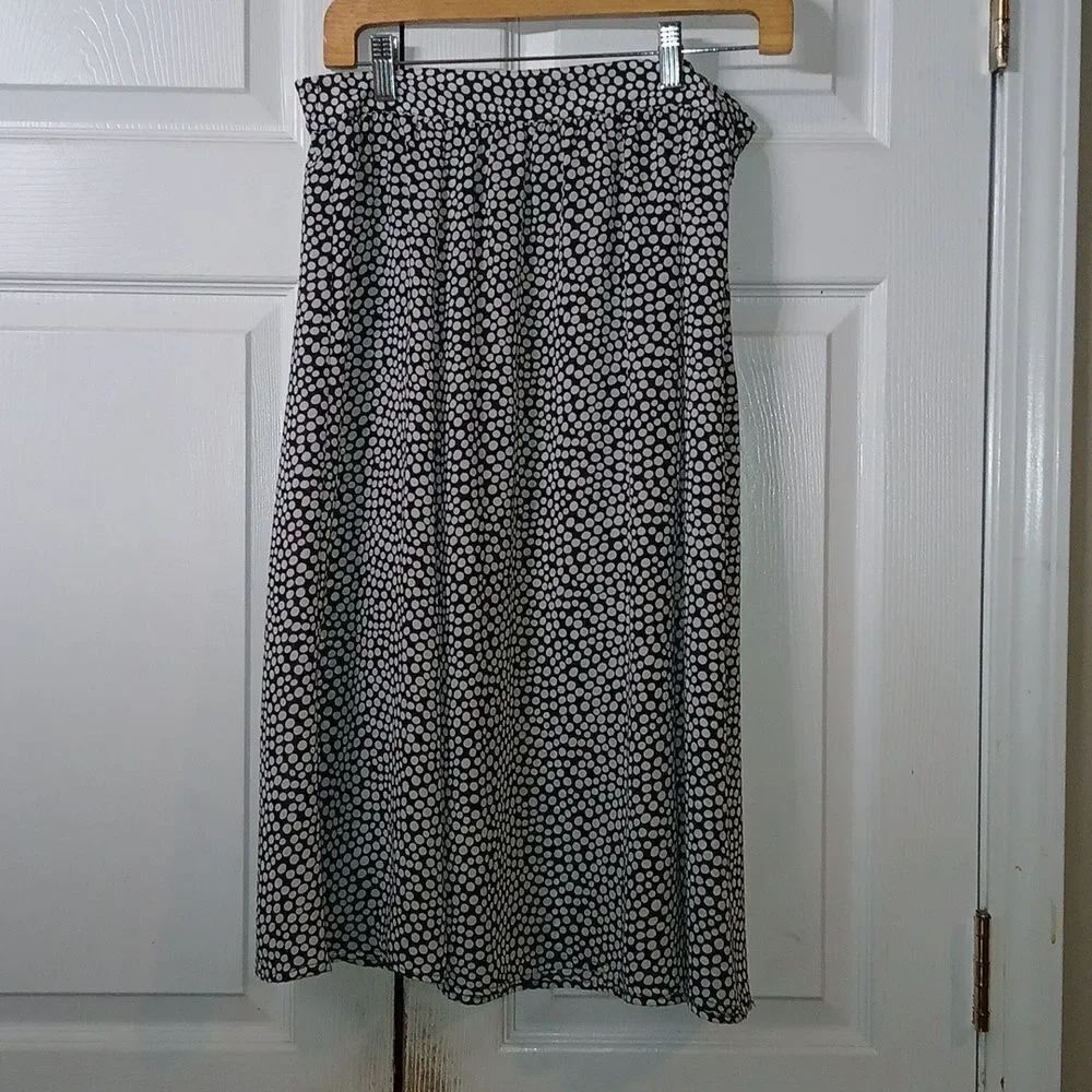 Chaus black white polka dot career business pleated skirt Sz 10 NWOT